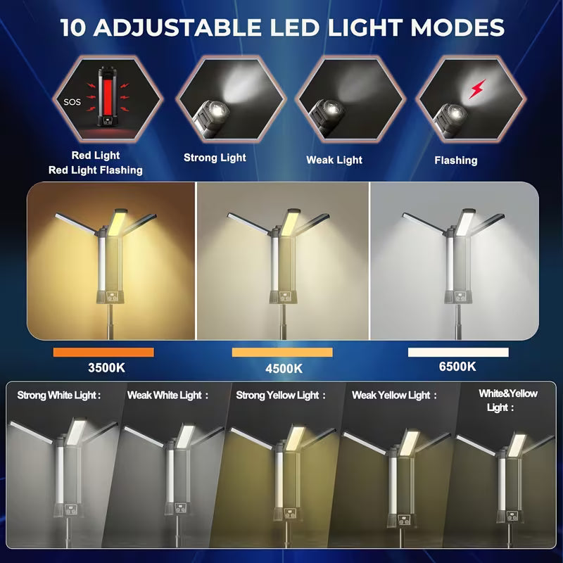 LED Work Light with Tripod, 6000mAh Rechargeable Flashlight
