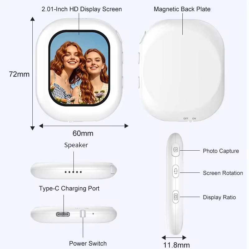 Selfie Monitor Screen with Sound Magnetic Kit Vlog Screen Monitor